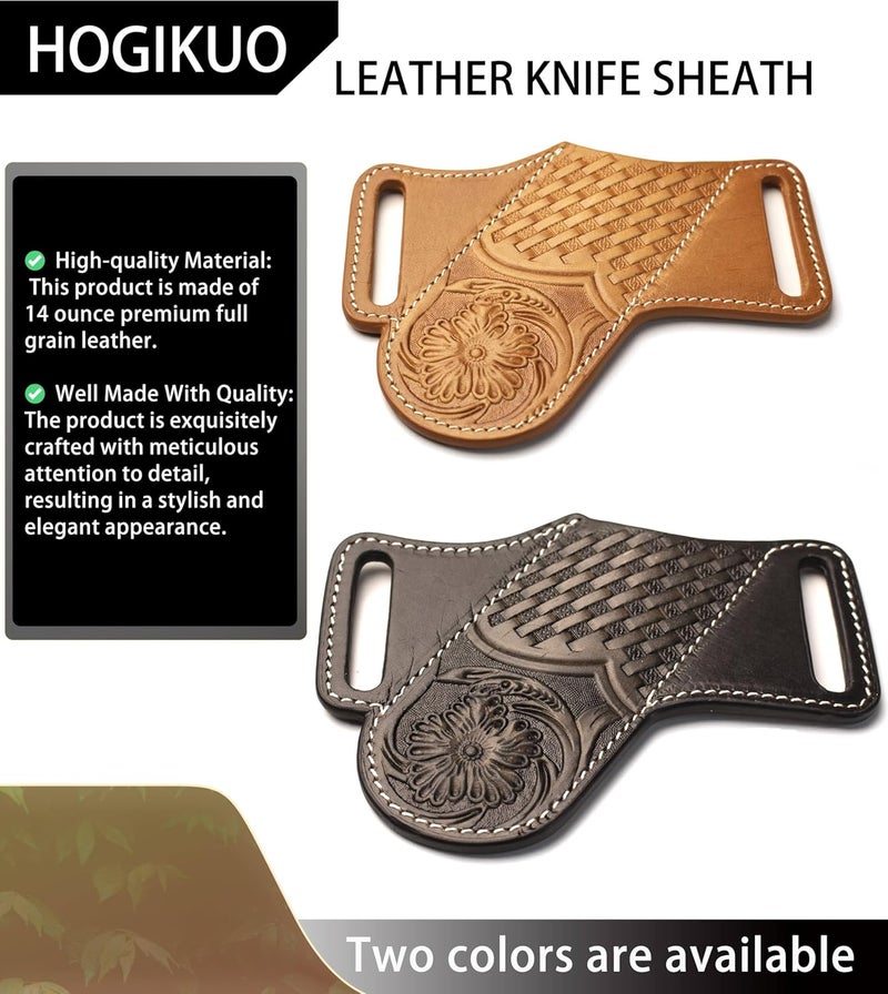HOGIKUO Knife Sheath, Leather Knife Sheath for Belt, Pocket Knife Holster Pouch, Folding Knife Holster - Image 2